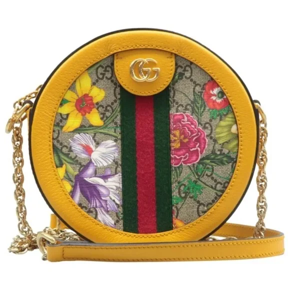 100% Authentic GUCCI Dionysus Yellow&Brown Canvas Shoulder Bag - Picture 1 of 12